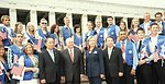 Republic of Korea Defense Minister Kim Tae-Young, Secretary Gates, Secretary Clinton, and Republic of Korea Foreign Minister Yu Myung-hwan Pose for a Photo With Children of Korean War Veterans