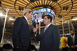 Secretary Kerry Conducts Interview Before Dropping Puck at Harvard-Yale Hockey Game