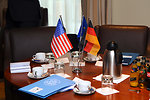 German, U.S., and E.C. Flags Adorn Berlin Meeting Table