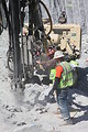 Drilling in the shear zone of the Folsom Dam auxiliary spillway