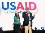 U.S. Ambassador David Shear belts out the message: Stop - human trafficking - NOW.
