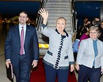 Secretary Clinton Arrives in Jerusalem