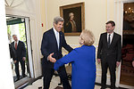 Secretary Kerry Embraces Former Secretary Albright