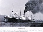  'The MINNESOTA'in Puget Sound.  This vessel was the largest United States merchant vessel at the time this photograph was taken. In:  'Puget Sound and Western Washington  Cities-Towns Scenery', by Robert A. Reid, Robert A. Reid Publisher, Seattle, 19