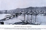  'A Section of the City of Aberdeen' along the Chehalis River. In:  'Puget Sound and Western Washington  Cities-Towns Scenery', by Robert A. Reid, Robert A. Reid Publisher, Seattle, 1912.  P. 153. 