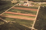 This aerial view of an irrigated farm depicts yet 