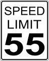 CA speed limit 55 roadsign