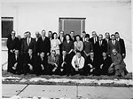 Burns District circa 1960.  Names who had paid for a copy were on the back but not where in the photo.  Dick Corbet, Laecy D., Slegelmilch, F.M.D., Willard Phillips (Kneeling 3rd from left), Reg Ross, Mildred, Donna Allen, R. Dierken, K. Knothe, Marvin Je