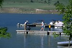 Family at the marina at Log Gulch Campground