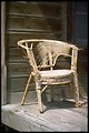 Old wicker chair on porch at the Shirk Ranch, Lakeview District.