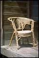 Old wicker chair on porch at the Shirk Ranch, Lakeview District.