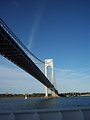  Verrazano-Narrows Bridge spanning the Hudson River looking east to the Brooklyn shore. 