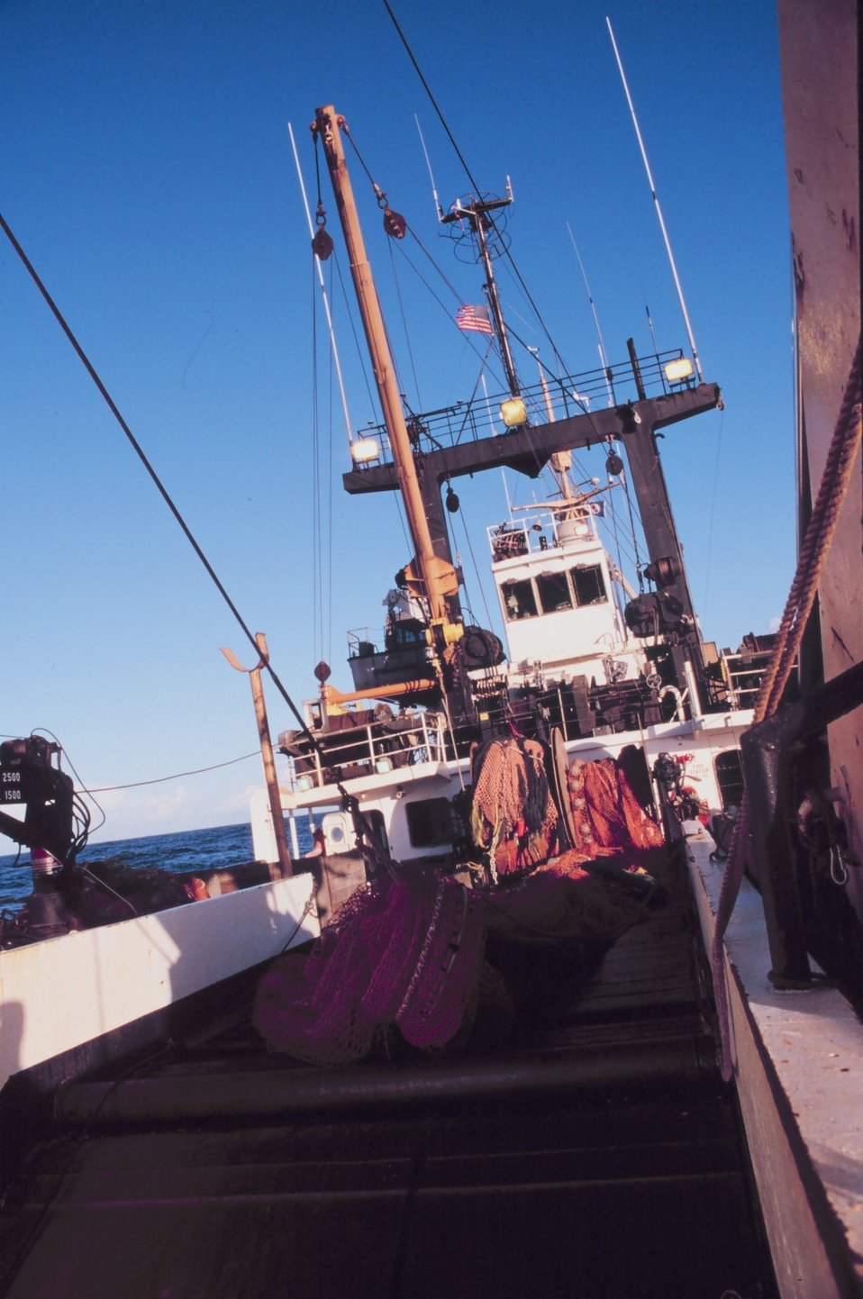  Trawling operations on the MILLER FREEMAN.  Getting ready to deploy the trawl. 