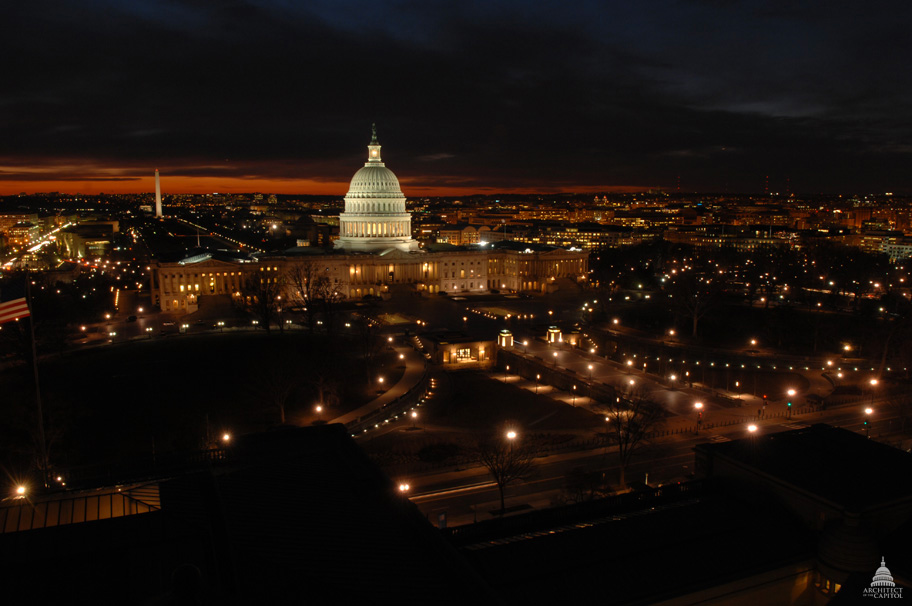 East Front of the U.S. Capitol at Night