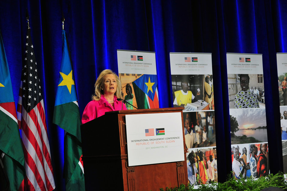 Secretary Clinton Delivers Remarks at International Engagement Conference for South Sudan