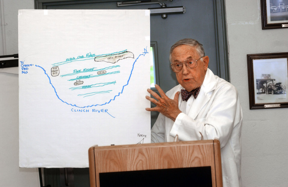 Bill Wilcox Lecturing to Visitors in a Oak Ridge Guard House 2003
