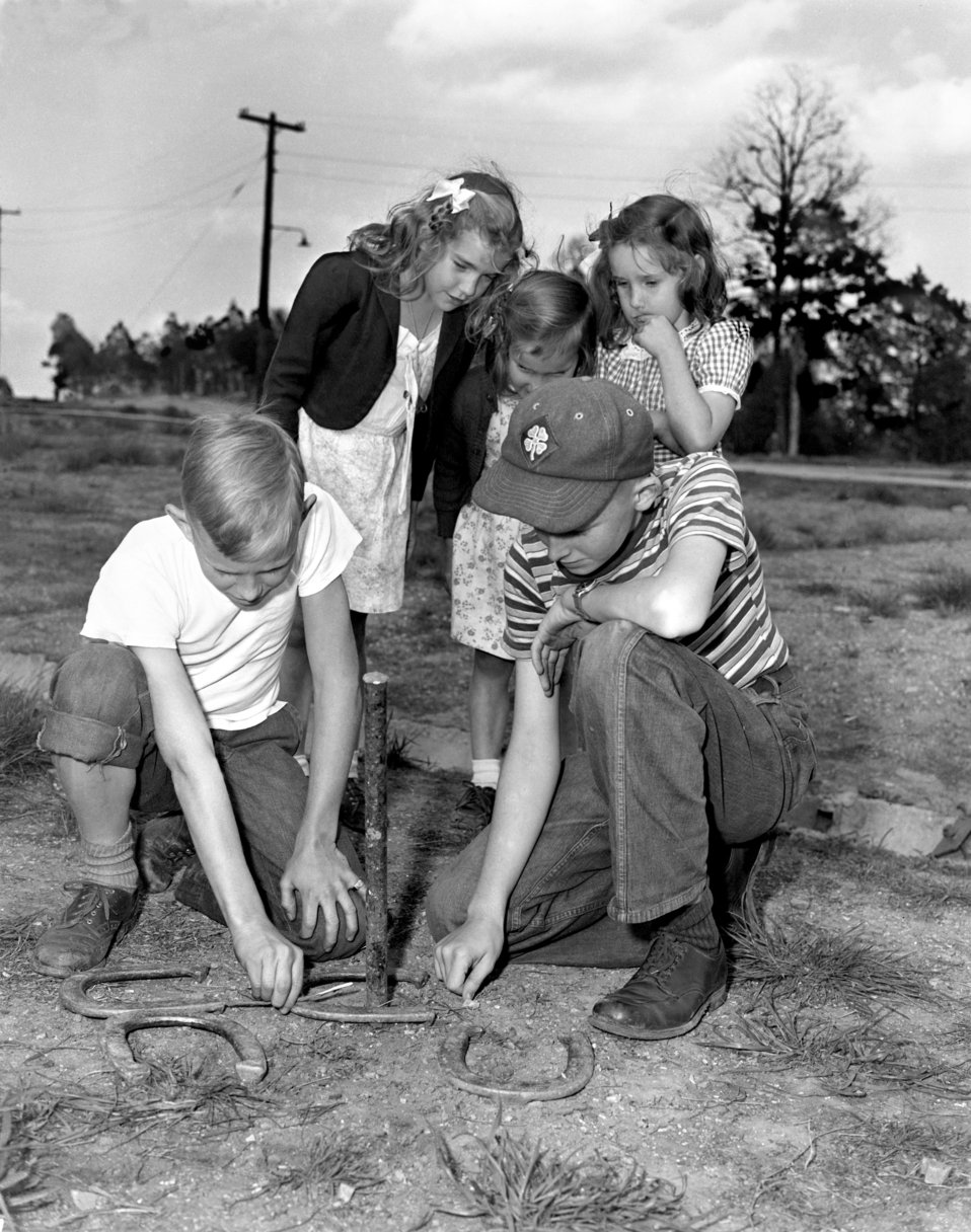 Children Playing Horse Shoes Oak Ridge 1947