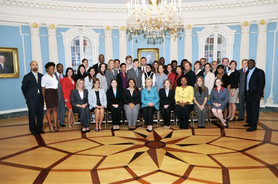 Secretary Clinton Poses for a Photo With Pickering Fellows