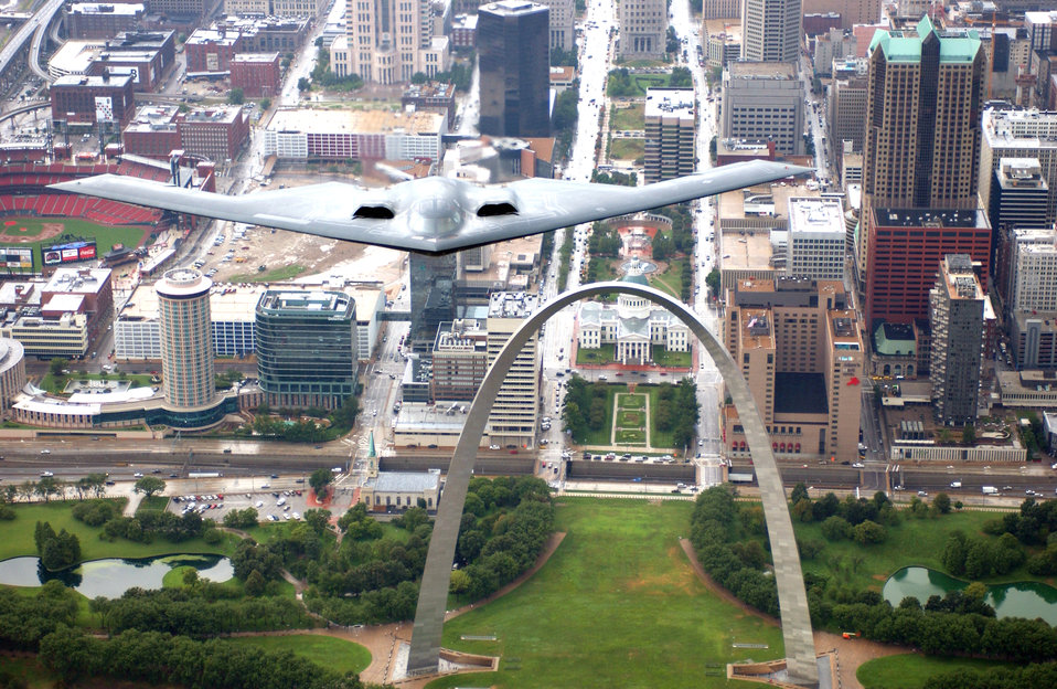 B-2 Spirit flies over St. Louis