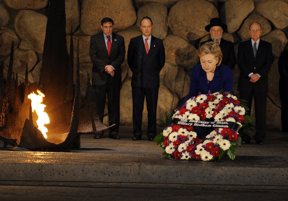 Secretary Clinton Lays a Wreath in the Hall of Remembrance