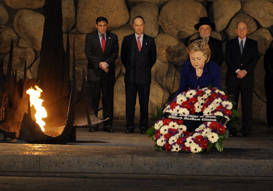 Secretary Clinton Lays a Wreath in the Hall of Remembrance