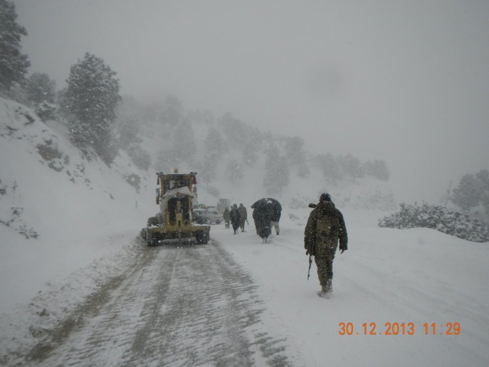 Snow removal work on the Gardez Khost road
