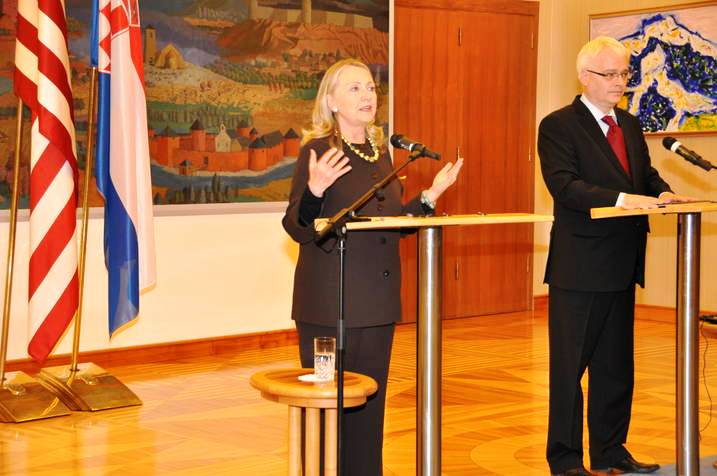 Secretary and Croatian President Josipovic Address Reporters