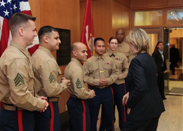 Secretary Clinton Meets With U.S. Marines