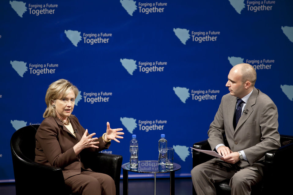 Secretary Clinton Participates in a Town Hall