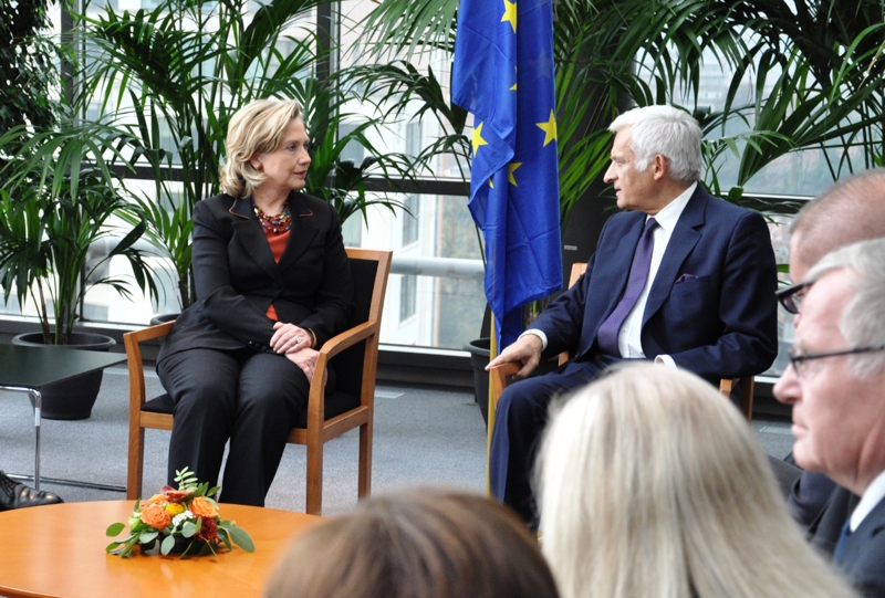 Secretary Clinton Speaks With European Parliament President Buzek