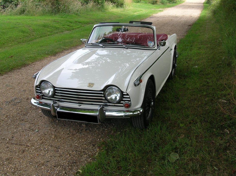 The front of a 1969 Triumph TR5.