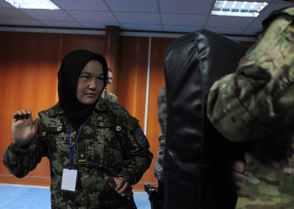 U.S. advisors teach self-defense to Afghan Air Force women
