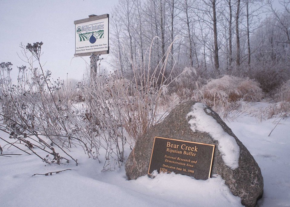 Bear Creek, in Story County, Iowa, was dedicated as a national demonstration area for conservation buffers by the US Department of Agricultu