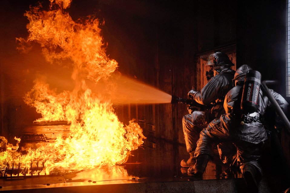 Firefighters extinguishing a fire