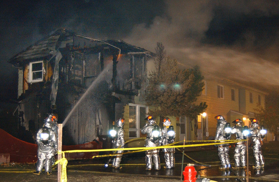 Blaze destroys base housing unit