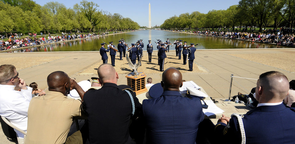 Joint service drill competition held at Lincoln Memorial