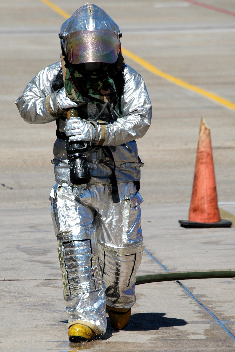 Firefighters test gear for Air Force