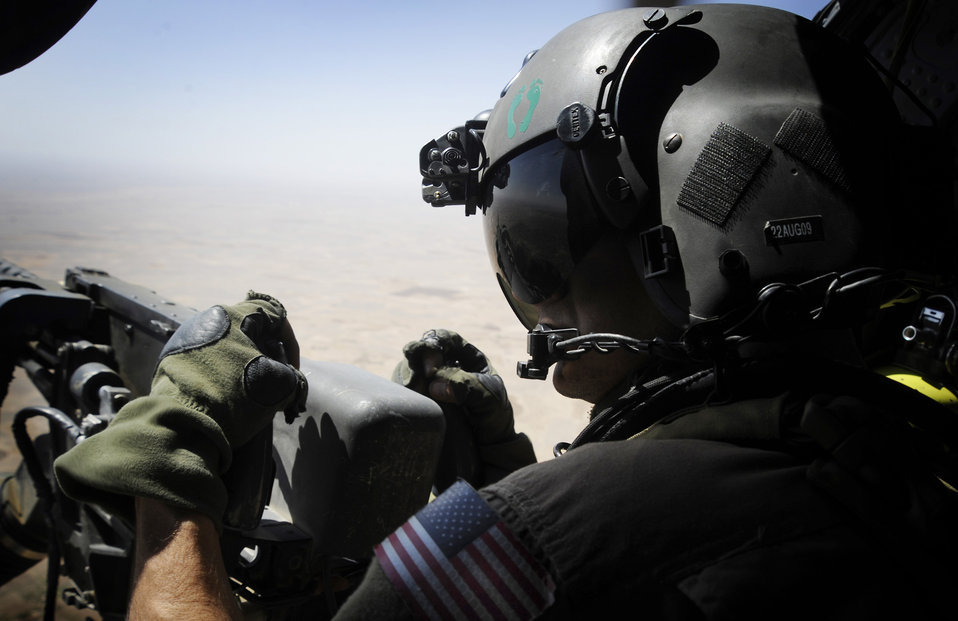 Aerial gunners provide cover for lifesaving mission