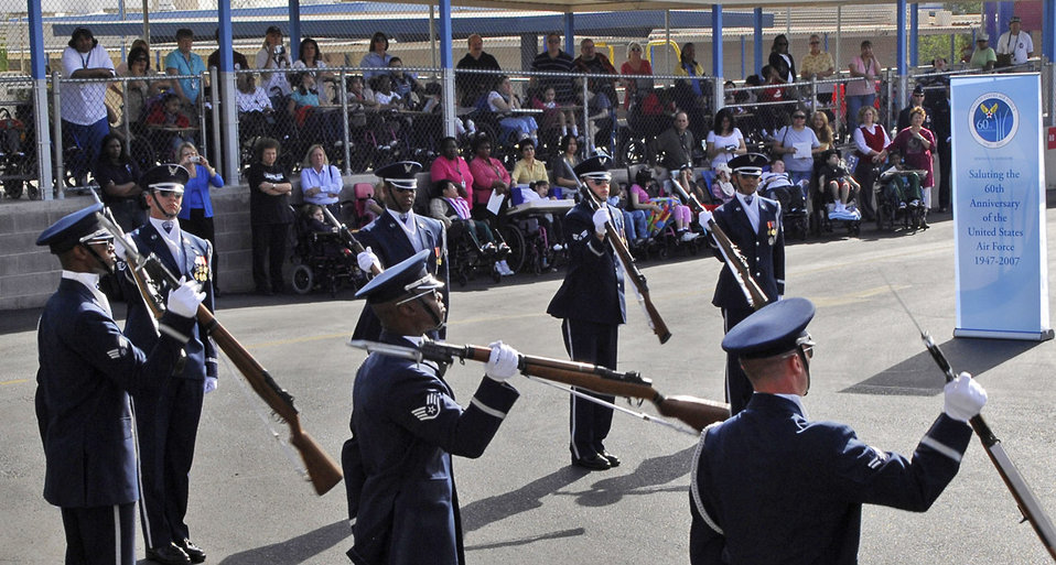 Honor Guard drill team performs for special-needs students