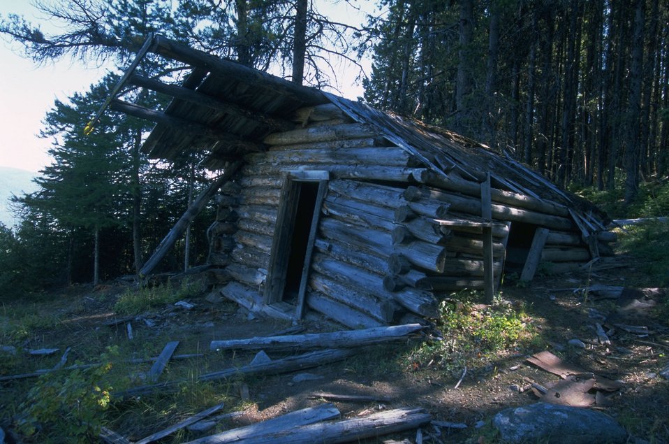 Coloma Ghost Town-collapsed cabin