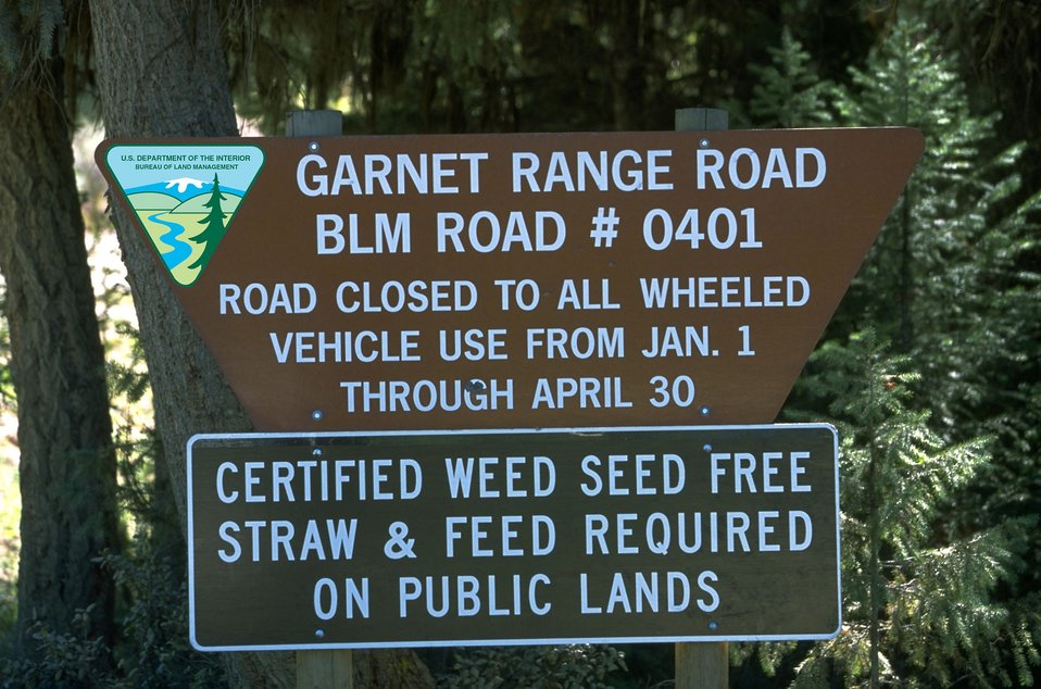 Public Domain Picture Back County Byway sign with OHV rules