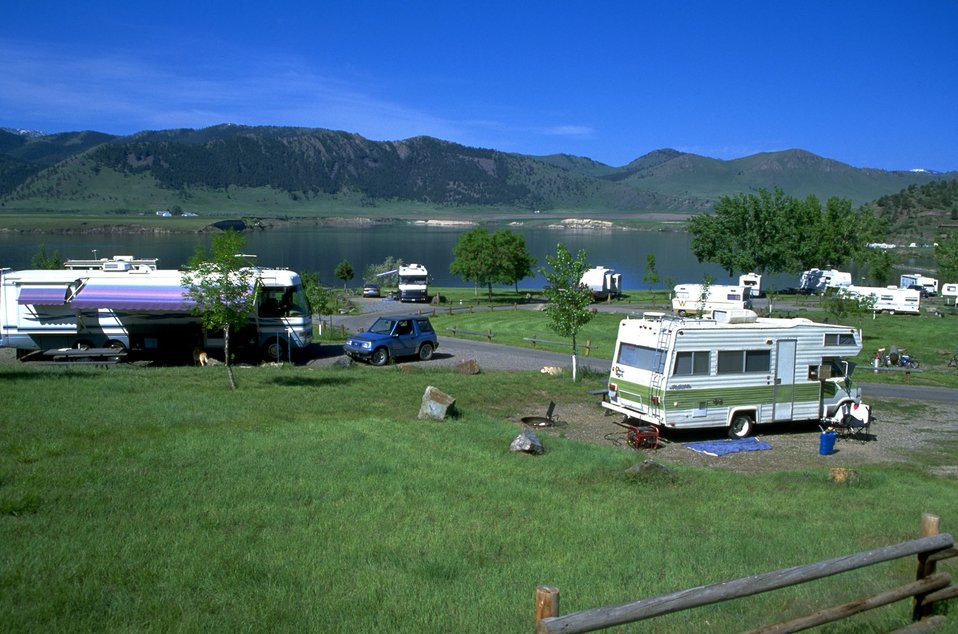 Public Domain Picture Camping at Holter Lake Campgrounds near Wolf