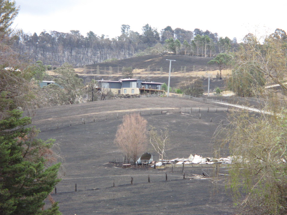 Public Domain Picture Bushfire damage to property just north of Yarra