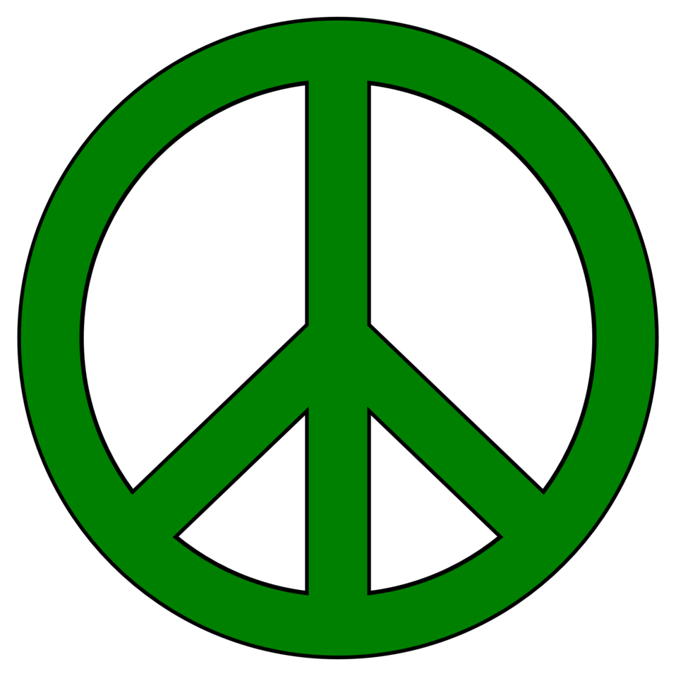 Green Peace Symbol, Black Border