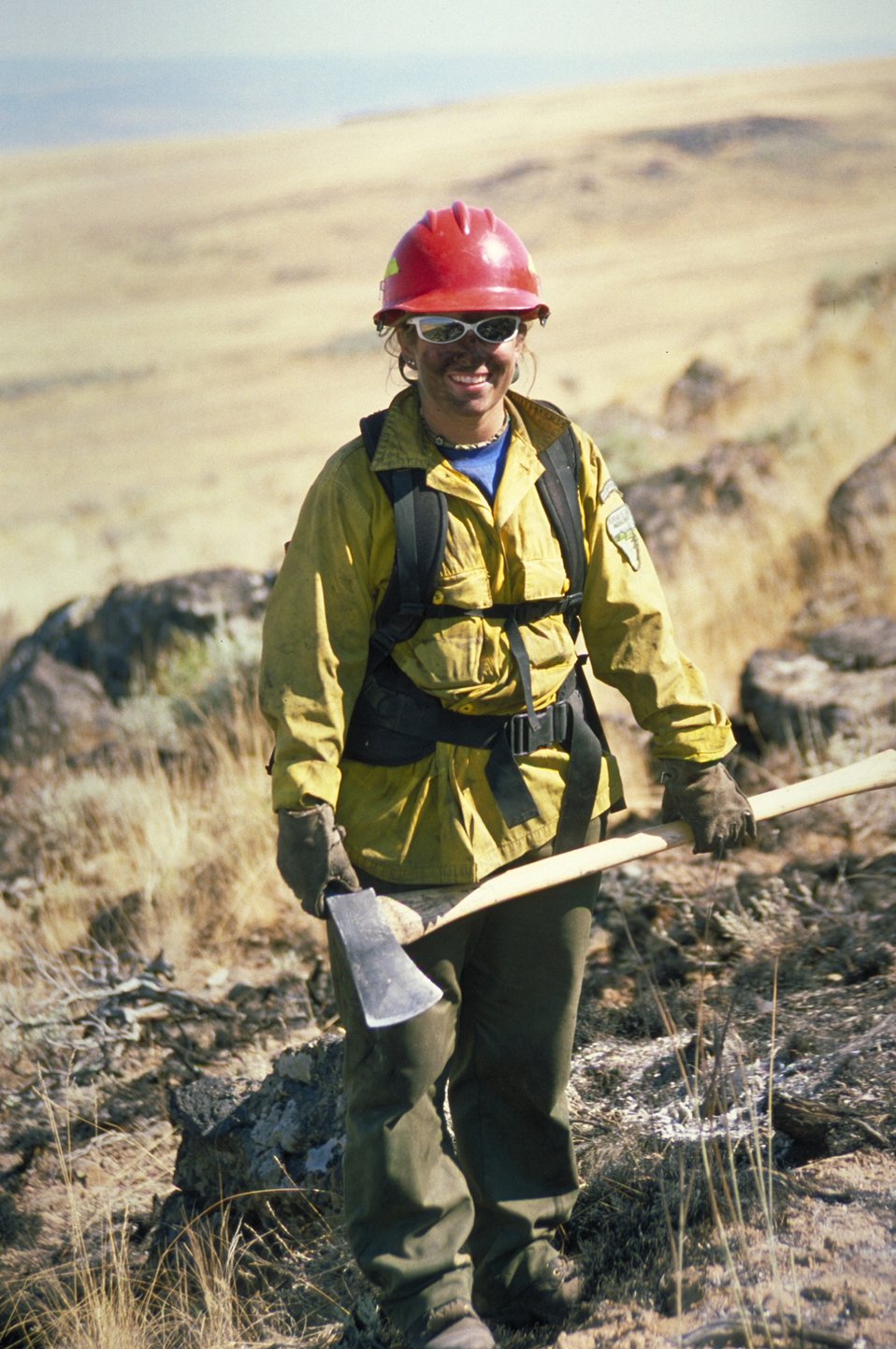 Fire Fighter with axe  Fire Season 2000  Lower Snake River District  LSRD