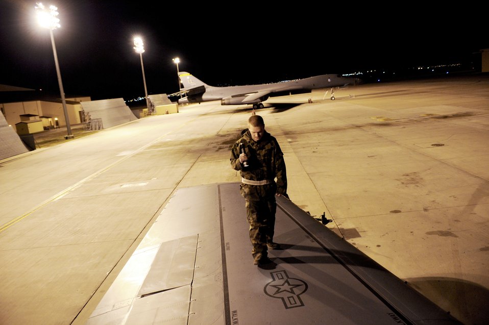 Inspection of a B-1B Lancer