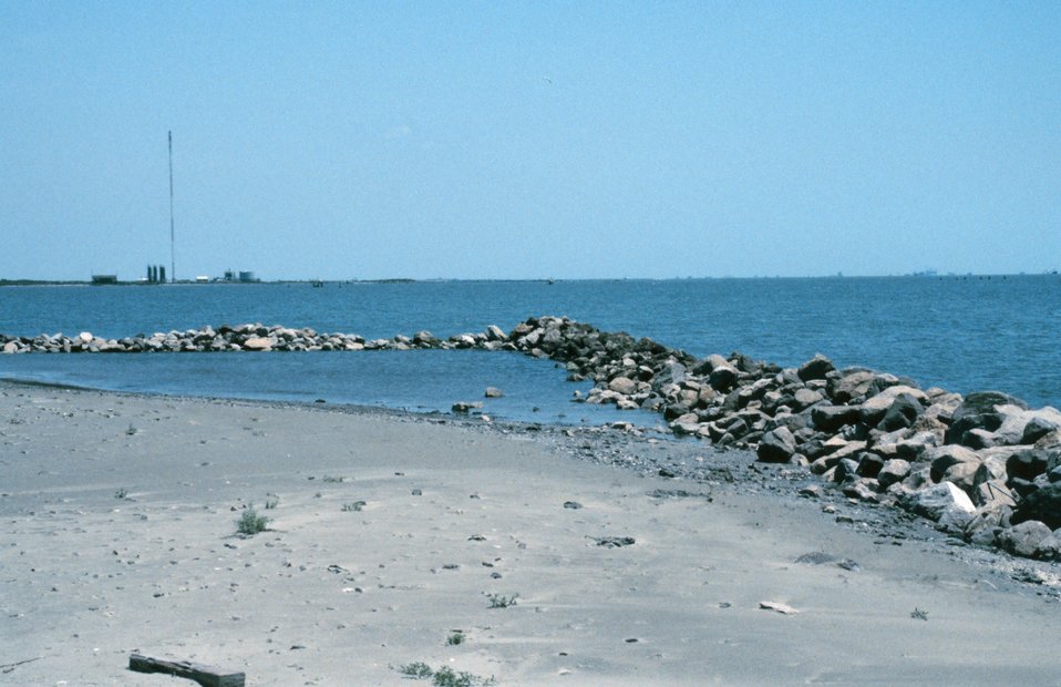  A southeast exposure where erosion is evident, the rock revetments were placed to prevent loss of sediments from erosion. 