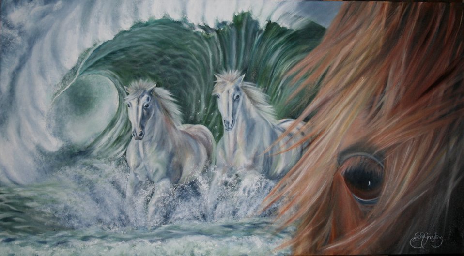 Horses in the surf